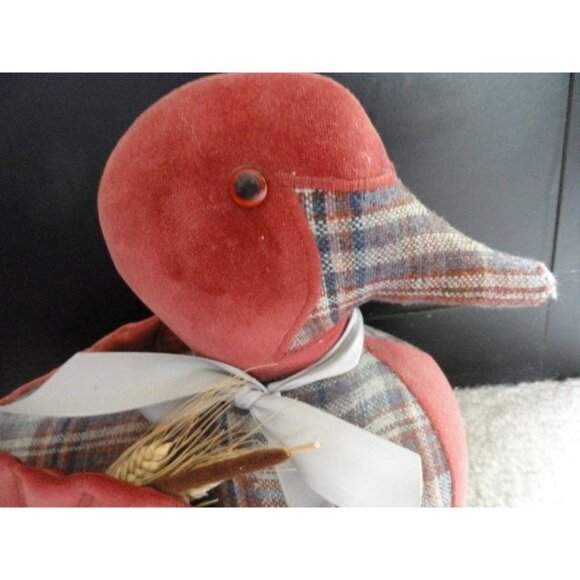 Vintage Handmade Tweed Plaid Duck Mallard Willow Brown Burnt Orange Fabric - Picture 2 of 9